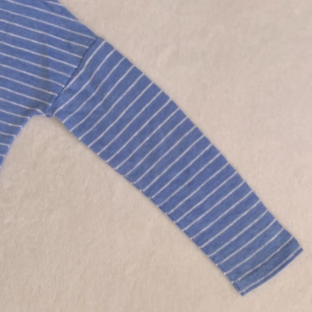 Vince | Linen Striped Long Sleeve Boxy Fit Shirt VNBXG0367 Blue/White (4) - Picture 14 of 15